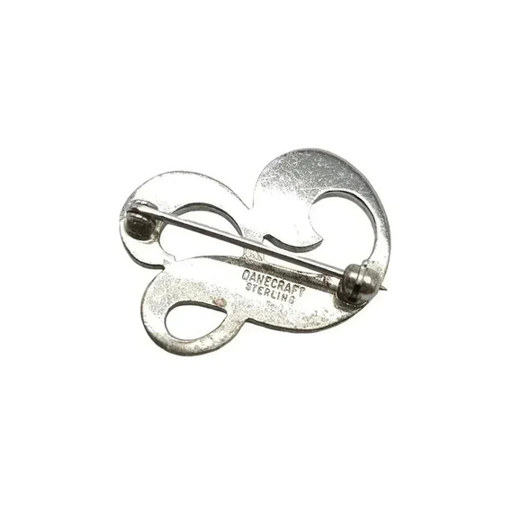 Danecraft Sterling Silver Swirl Monogram Inital S Brooch Pin Vintage - Picture 4 of 6